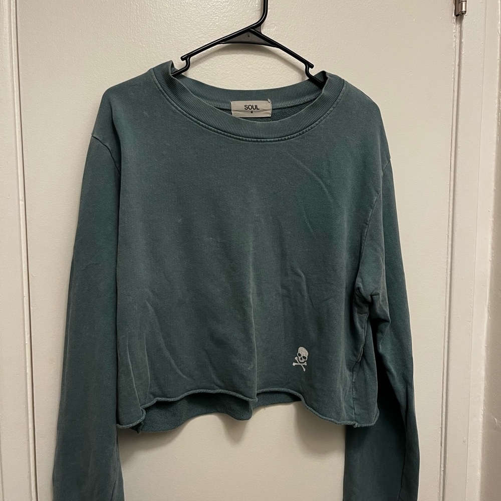 Women's Teal Cropped SoulCycle Top
